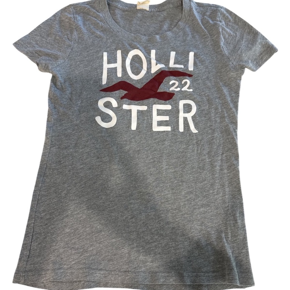 Hollister Heather Gray Tee with Red Logo